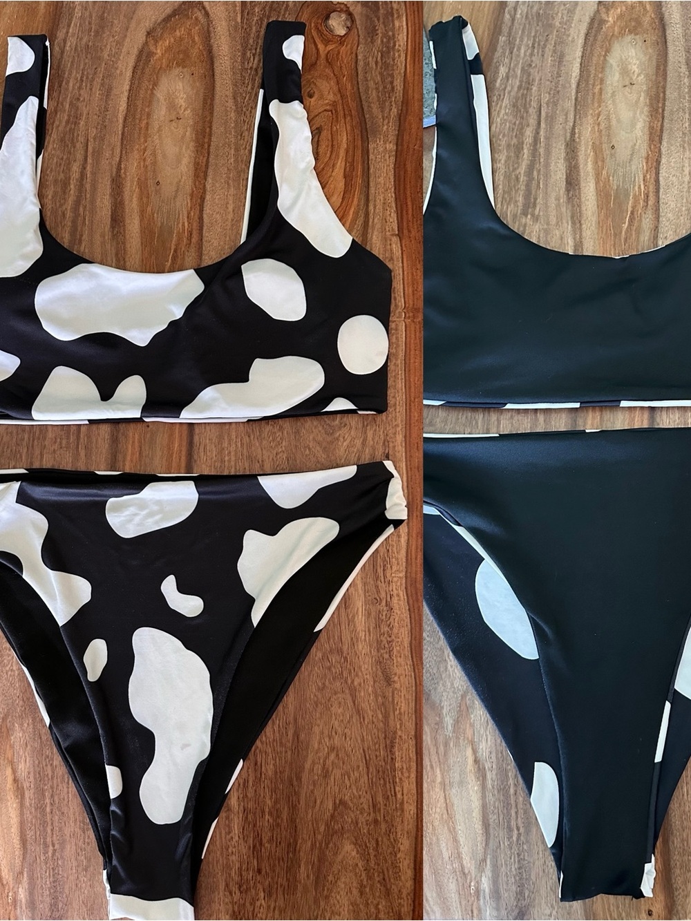 SHEIN Cow print and REVERIBLE to black bikini medium